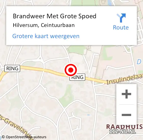 Locatie op kaart van de 112 melding: Brandweer Met Grote Spoed Naar Hilversum, Ceintuurbaan op 9 november 2017 16:50