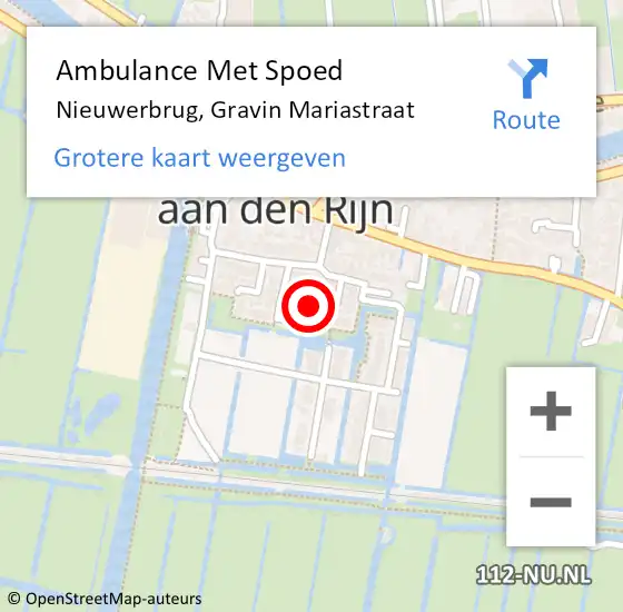 Locatie op kaart van de 112 melding: Ambulance Met Spoed Naar Nieuwerbrug, Gravin Mariastraat op 9 november 2017 17:09