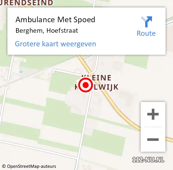 Locatie op kaart van de 112 melding: Ambulance Met Spoed Naar Berghem, Hoefstraat op 9 november 2017 17:52