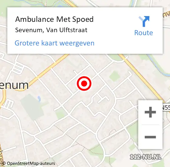 Locatie op kaart van de 112 melding: Ambulance Met Spoed Naar Sevenum, Van Ulftstraat op 6 februari 2014 14:50