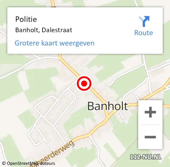 Locatie op kaart van de 112 melding: Politie Banholt, Dalestraat op 9 november 2017 18:45