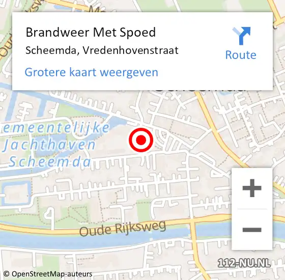 Locatie op kaart van de 112 melding: Brandweer Met Spoed Naar Scheemda, Vredenhovenstraat op 9 november 2017 19:16