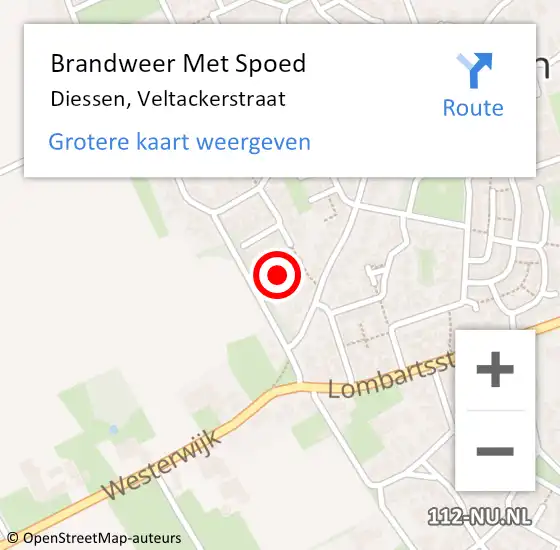 Locatie op kaart van de 112 melding: Brandweer Met Spoed Naar Diessen, Veltackerstraat op 9 november 2017 19:32