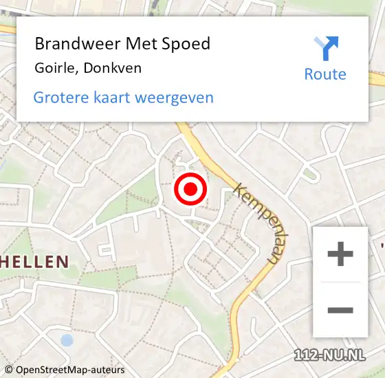 Locatie op kaart van de 112 melding: Brandweer Met Spoed Naar Goirle, Donkven op 9 november 2017 19:34