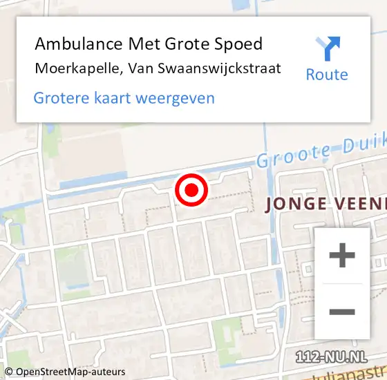 Locatie op kaart van de 112 melding: Ambulance Met Grote Spoed Naar Moerkapelle, Van Swaanswijckstraat op 9 november 2017 20:04