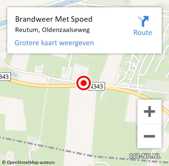 Locatie op kaart van de 112 melding: Brandweer Met Spoed Naar Reutum, Oldenzaalseweg op 9 november 2017 20:22