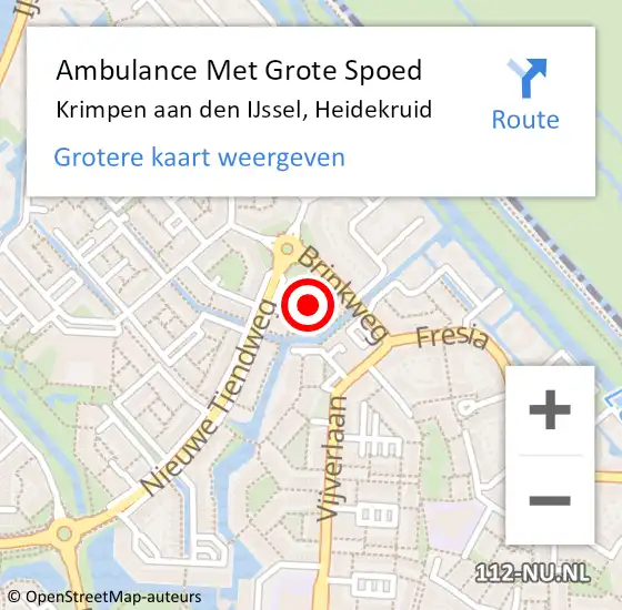 Locatie op kaart van de 112 melding: Ambulance Met Grote Spoed Naar Krimpen aan den IJssel, Heidekruid op 9 november 2017 20:24