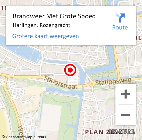 Locatie op kaart van de 112 melding: Brandweer Met Grote Spoed Naar Harlingen, Rozengracht op 9 november 2017 21:00