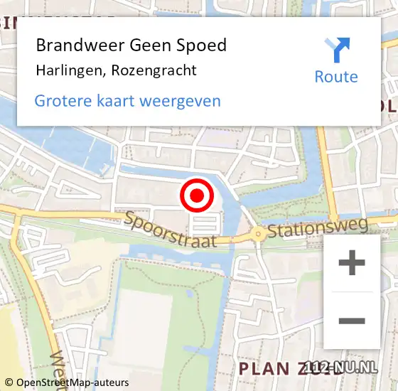 Locatie op kaart van de 112 melding: Brandweer Geen Spoed Naar Harlingen, Rozengracht op 9 november 2017 21:41