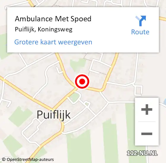 Locatie op kaart van de 112 melding: Ambulance Met Spoed Naar Puiflijk, Koningsweg op 9 november 2017 22:07