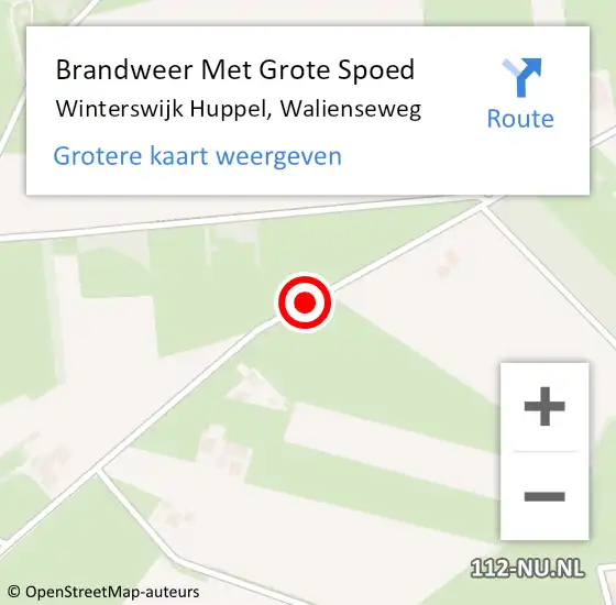 Locatie op kaart van de 112 melding: Brandweer Met Grote Spoed Naar Winterswijk Huppel, Walienseweg op 9 november 2017 22:32