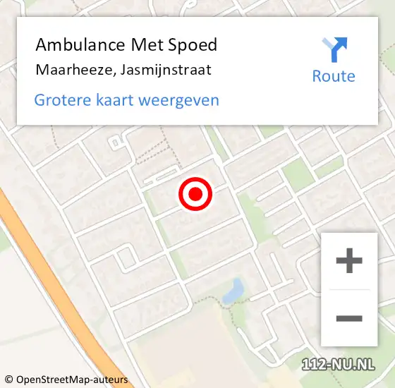 Locatie op kaart van de 112 melding: Ambulance Met Spoed Naar Maarheeze, Jasmijnstraat op 9 november 2017 23:27