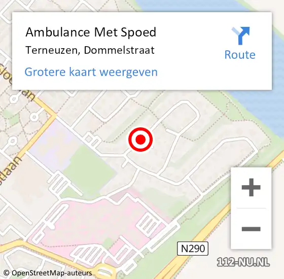 Locatie op kaart van de 112 melding: Ambulance Met Spoed Naar Terneuzen, Dommelstraat op 10 november 2017 00:26