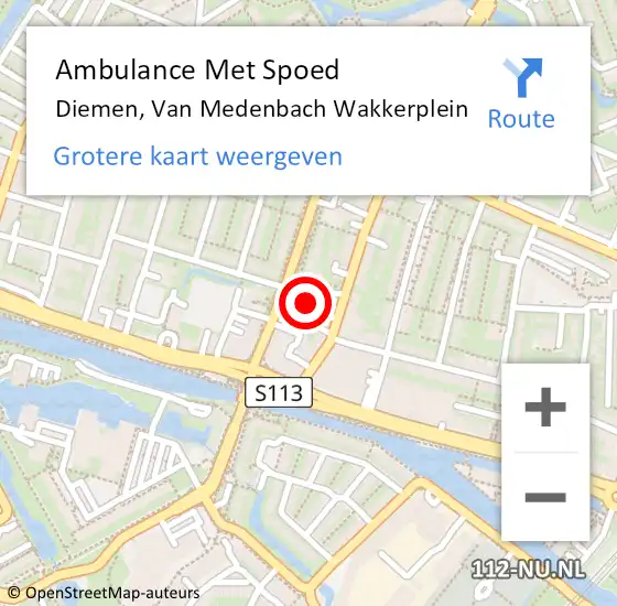 Locatie op kaart van de 112 melding: Ambulance Met Spoed Naar Diemen, Van Medenbach Wakkerplein op 10 november 2017 00:35