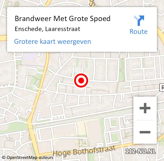 Locatie op kaart van de 112 melding: Brandweer Met Grote Spoed Naar Enschede, Laaresstraat op 10 november 2017 02:15