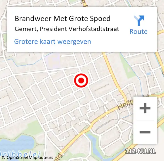 Locatie op kaart van de 112 melding: Brandweer Met Grote Spoed Naar Gemert, President Verhofstadtstraat op 10 november 2017 04:57