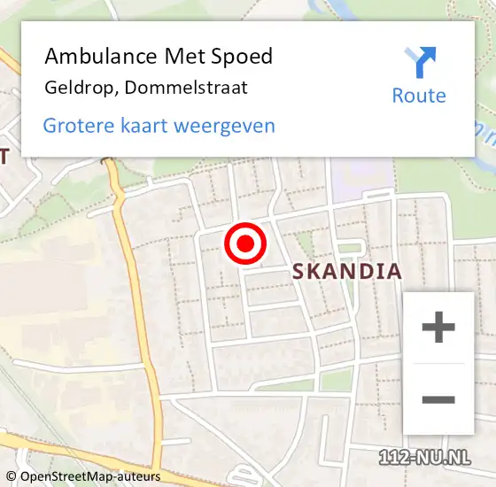 Locatie op kaart van de 112 melding: Ambulance Met Spoed Naar Geldrop, Dommelstraat op 10 november 2017 05:57