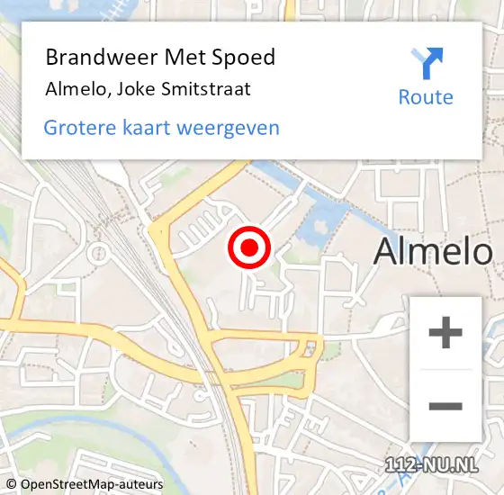 Locatie op kaart van de 112 melding: Brandweer Met Spoed Naar Almelo, Joke Smitstraat op 10 november 2017 06:06