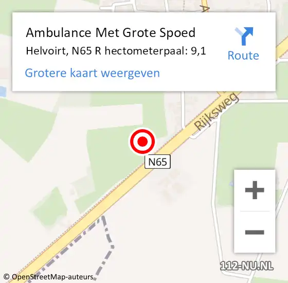 Locatie op kaart van de 112 melding: Ambulance Met Grote Spoed Naar Helvoirt, N65 R hectometerpaal: 9,1 op 10 november 2017 06:09