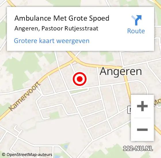 Locatie op kaart van de 112 melding: Ambulance Met Grote Spoed Naar Angeren, Pastoor Rutjesstraat op 10 november 2017 06:21