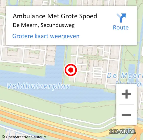 Locatie op kaart van de 112 melding: Ambulance Met Grote Spoed Naar De Meern, Secundusweg op 10 november 2017 08:46