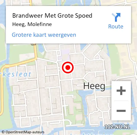 Locatie op kaart van de 112 melding: Brandweer Met Grote Spoed Naar Heeg, Molefinne op 10 november 2017 09:38