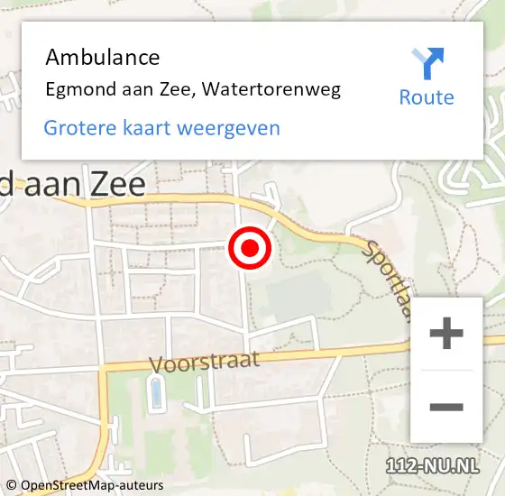 Locatie op kaart van de 112 melding: Ambulance Egmond aan Zee, Watertorenweg op 10 november 2017 09:55