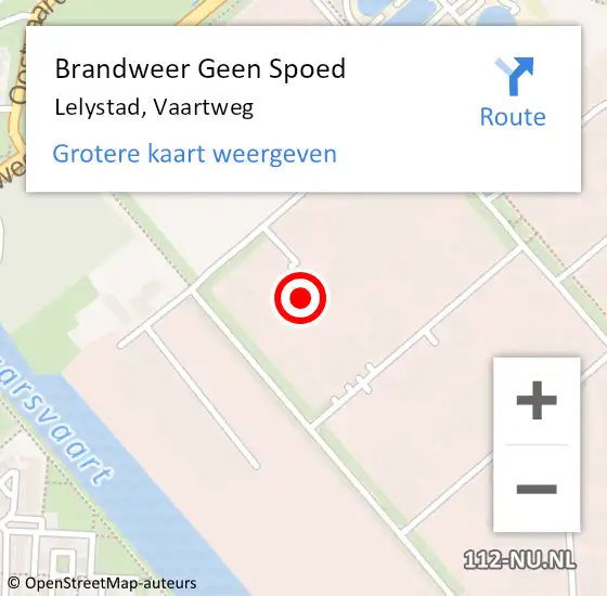 Locatie op kaart van de 112 melding: Brandweer Geen Spoed Naar Lelystad, Vaartweg op 10 november 2017 10:13