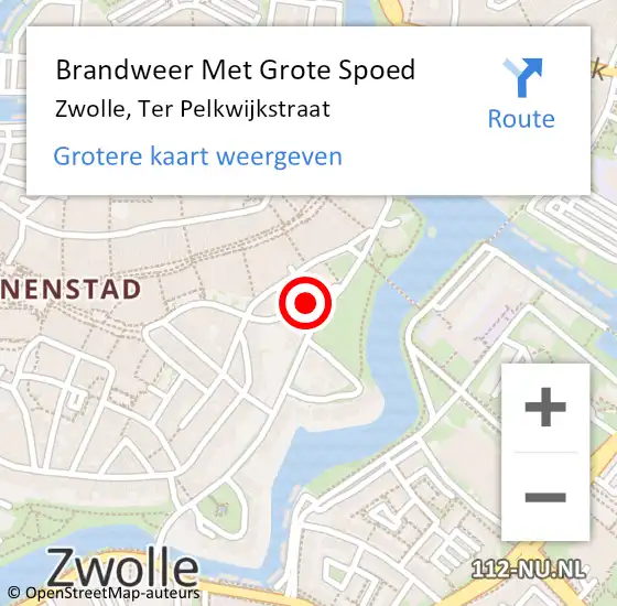 Locatie op kaart van de 112 melding: Brandweer Met Grote Spoed Naar Zwolle, Ter Pelkwijkstraat op 10 november 2017 10:23