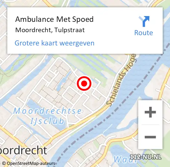 Locatie op kaart van de 112 melding: Ambulance Met Spoed Naar Moordrecht, Tulpstraat op 10 november 2017 11:24