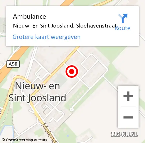 Locatie op kaart van de 112 melding: Ambulance Nieuw- En Sint Joosland, Sloehavenstraat op 10 november 2017 11:45