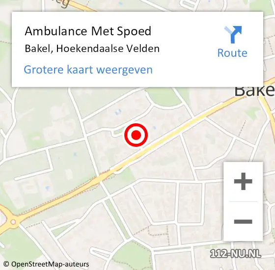 Locatie op kaart van de 112 melding: Ambulance Met Spoed Naar Bakel, Hoekendaalse Velden op 10 november 2017 11:58