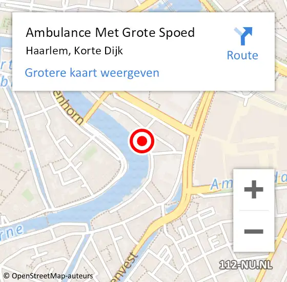 Locatie op kaart van de 112 melding: Ambulance Met Grote Spoed Naar Haarlem, Korte Dijk op 10 november 2017 12:16