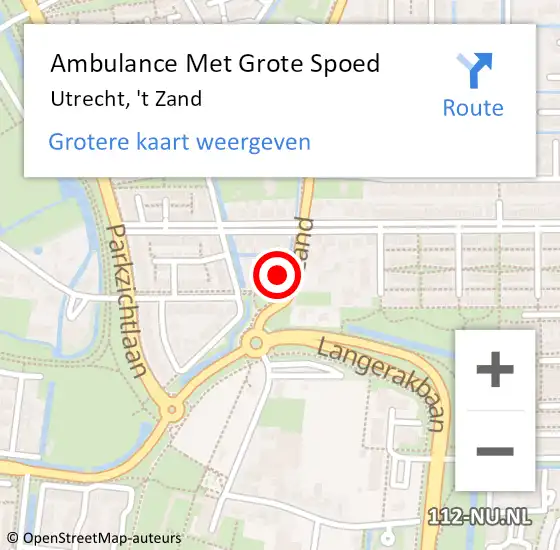 Locatie op kaart van de 112 melding: Ambulance Met Grote Spoed Naar Utrecht, 't Zand op 10 november 2017 12:44