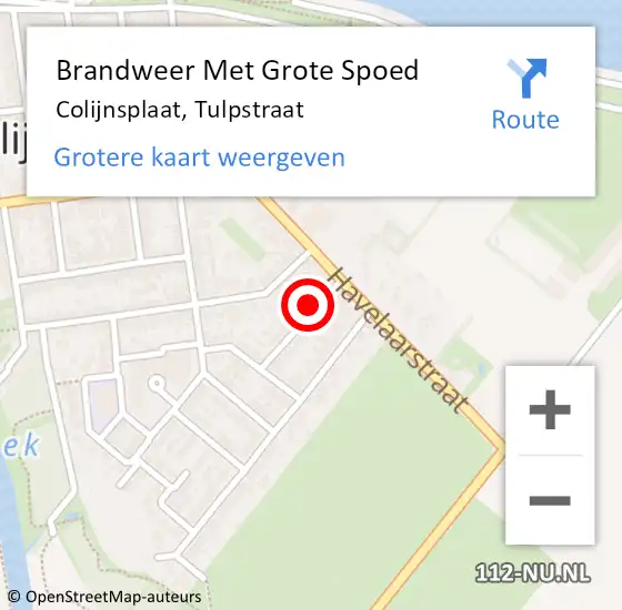 Locatie op kaart van de 112 melding: Brandweer Met Grote Spoed Naar Colijnsplaat, Tulpstraat op 10 november 2017 12:52