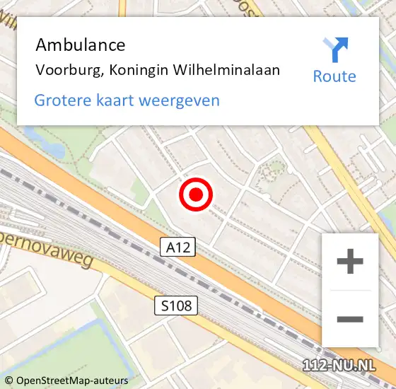 Locatie op kaart van de 112 melding: Ambulance Voorburg, Koningin Wilhelminalaan op 10 november 2017 13:02