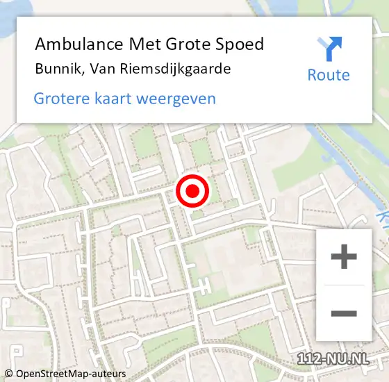 Locatie op kaart van de 112 melding: Ambulance Met Grote Spoed Naar Bunnik, Van Riemsdijkgaarde op 10 november 2017 13:09