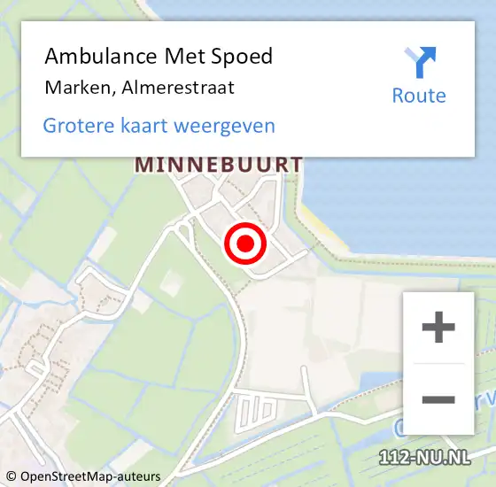 Locatie op kaart van de 112 melding: Ambulance Met Spoed Naar Marken, Almerestraat op 6 februari 2014 15:47