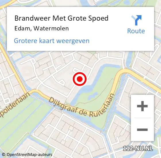 Locatie op kaart van de 112 melding: Brandweer Met Grote Spoed Naar Edam, Watermolen op 10 november 2017 13:53