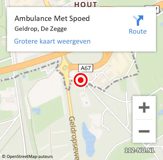 Locatie op kaart van de 112 melding: Ambulance Met Spoed Naar Geldrop, De Zegge op 10 november 2017 14:01