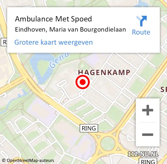 Locatie op kaart van de 112 melding: Ambulance Met Spoed Naar Eindhoven, Maria van Bourgondielaan op 10 november 2017 14:21