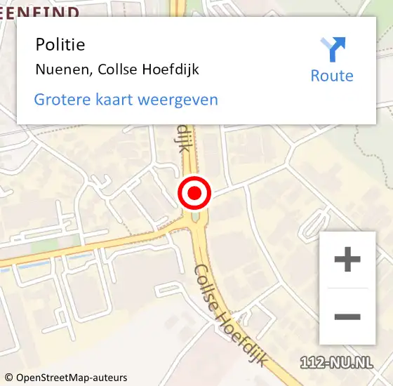 Locatie op kaart van de 112 melding: Politie Nuenen, Collse Hoefdijk op 10 november 2017 14:33