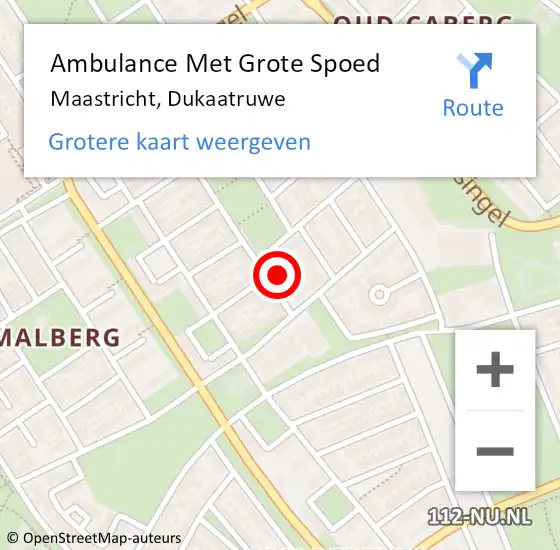 Locatie op kaart van de 112 melding: Ambulance Met Grote Spoed Naar Maastricht, Dukaatruwe op 6 februari 2014 15:55