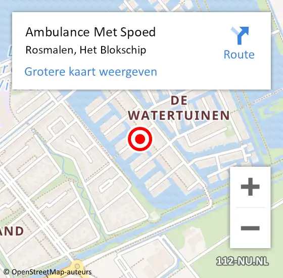 Locatie op kaart van de 112 melding: Ambulance Met Spoed Naar Rosmalen, Het Blokschip op 10 november 2017 14:59