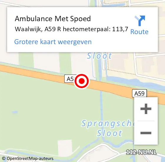 Locatie op kaart van de 112 melding: Ambulance Met Spoed Naar Waalwijk, A59 R hectometerpaal: 113,7 op 10 november 2017 15:00