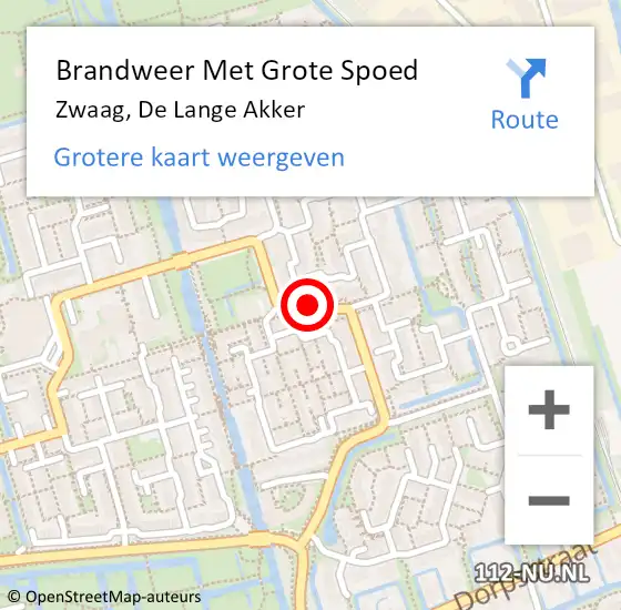 Locatie op kaart van de 112 melding: Brandweer Met Grote Spoed Naar Zwaag, De Lange Akker op 10 november 2017 15:31