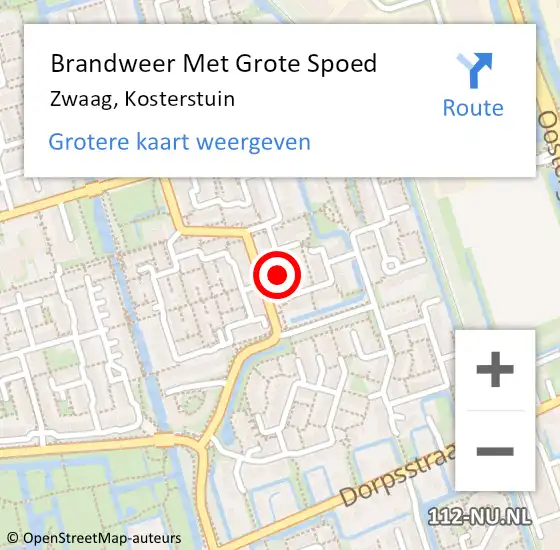 Locatie op kaart van de 112 melding: Brandweer Met Grote Spoed Naar Zwaag, Kosterstuin op 10 november 2017 15:36