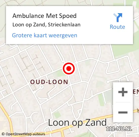 Locatie op kaart van de 112 melding: Ambulance Met Spoed Naar Loon op Zand, Strieckenlaan op 10 november 2017 15:39