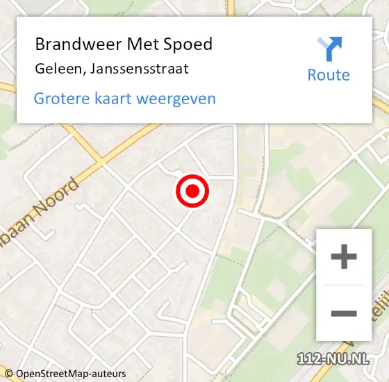 Locatie op kaart van de 112 melding: Brandweer Met Spoed Naar Geleen, Janssensstraat op 10 november 2017 15:42