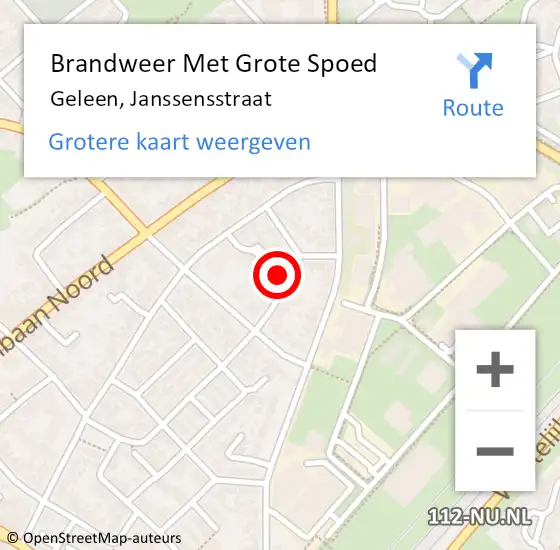 Locatie op kaart van de 112 melding: Brandweer Met Grote Spoed Naar Geleen, Janssensstraat op 10 november 2017 15:44